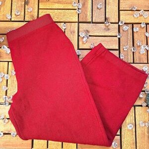 St John Collection By Marie Red Santana Knit Crop Hi Rise Pants